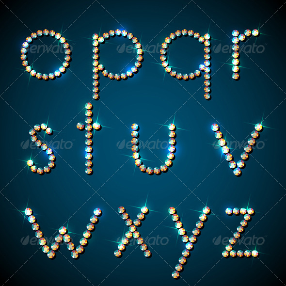 Shiny Diamond Alphabet Letters, Lower Case Version - Web Elements Vectors