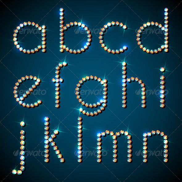 Shiny Diamond Alphabet Letters, Lower Case Version - Objects Vectors