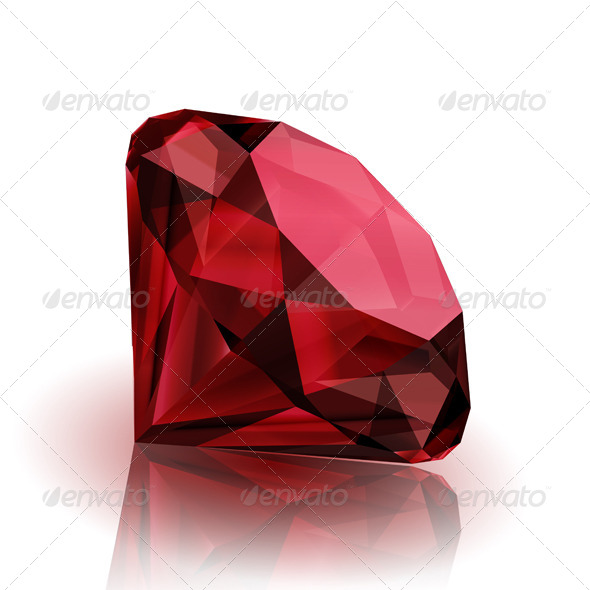 Pink Ruby on White Background - Objects Vectors