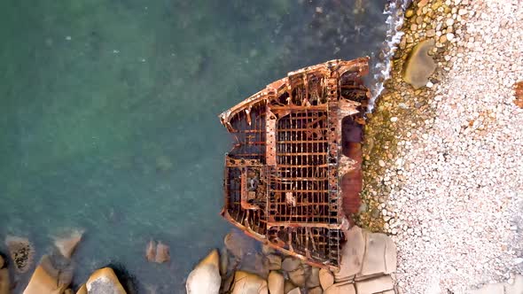 Aerial view of The Antipolis shipwreck, Cape Town, South Africa. alt