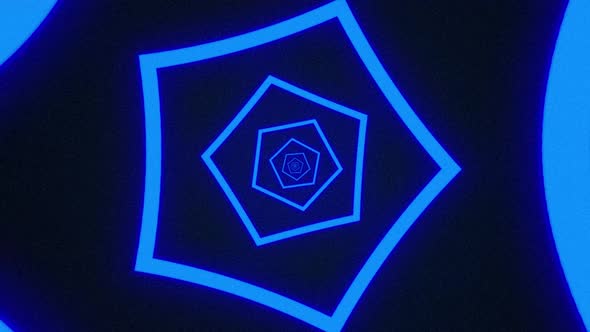 Blue tunnel of pentagons flying into the void. alt