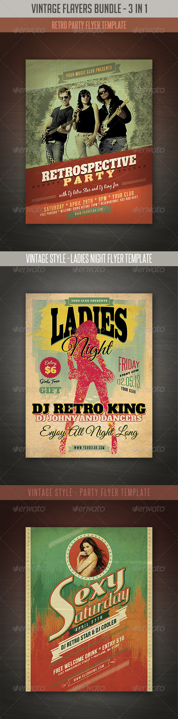 Vintage & Retro Flyers Bundle - Events Flyers