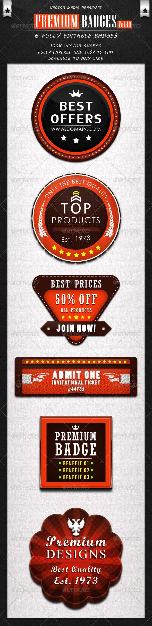 Premium Badges - Vol.10 - Badges & Stickers Web Elements