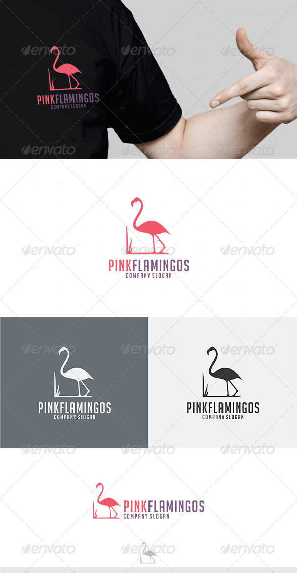 Pink Flamingos Logo - Animals Logo Templates