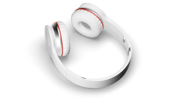 White Headphones on White 3d Render Isometric View