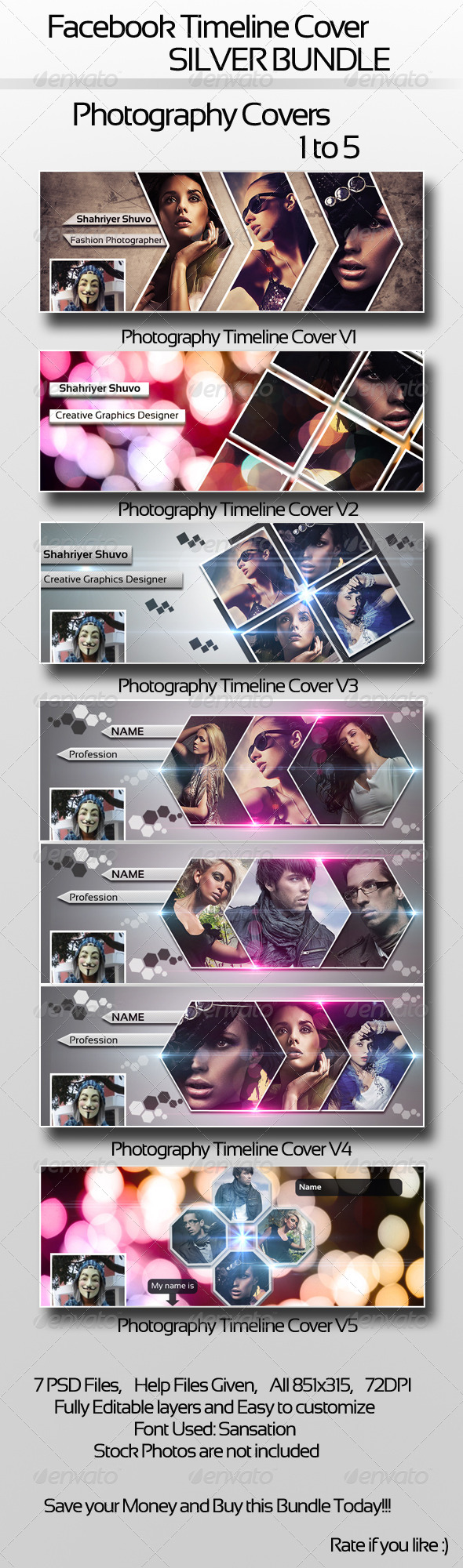 Photography Timeline Cover Silver Bundle - Facebook Timeline Covers Social Media