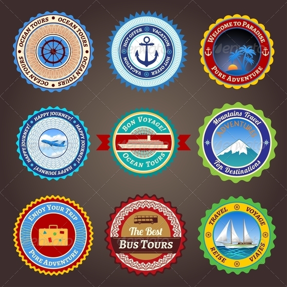 Travel Labels Badges and Stickers - Travel Conceptual
