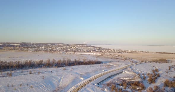 Car On Winter Countryside Road