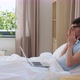 Man in Glasses with Laptop Getting Out From Bed - VideoHive Item for Sale