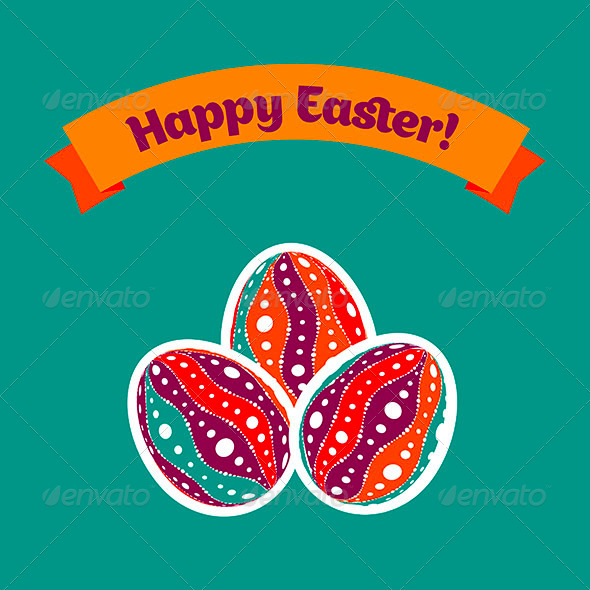 Easter Card with Eggs and Banner - Seasons/Holidays Conceptual
