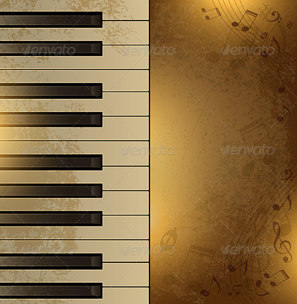 Vintage Background with Piano - Backgrounds Decorative
