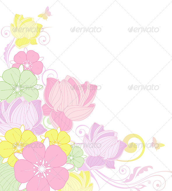 Floral Background with Lotus - Backgrounds Decorative