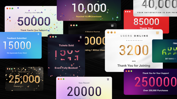 Milestone & Number Counts Animations Premiere Pro template preview