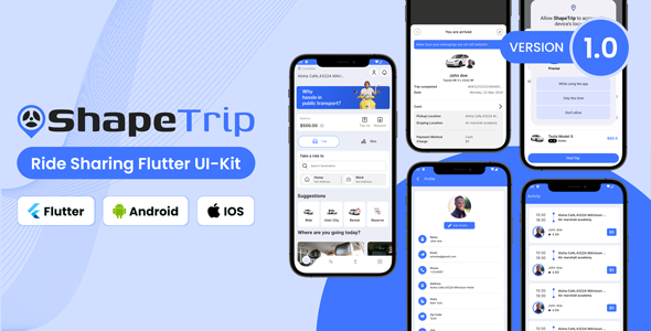 ShapeTrip – Ride Sharing Flutter Ui Kit