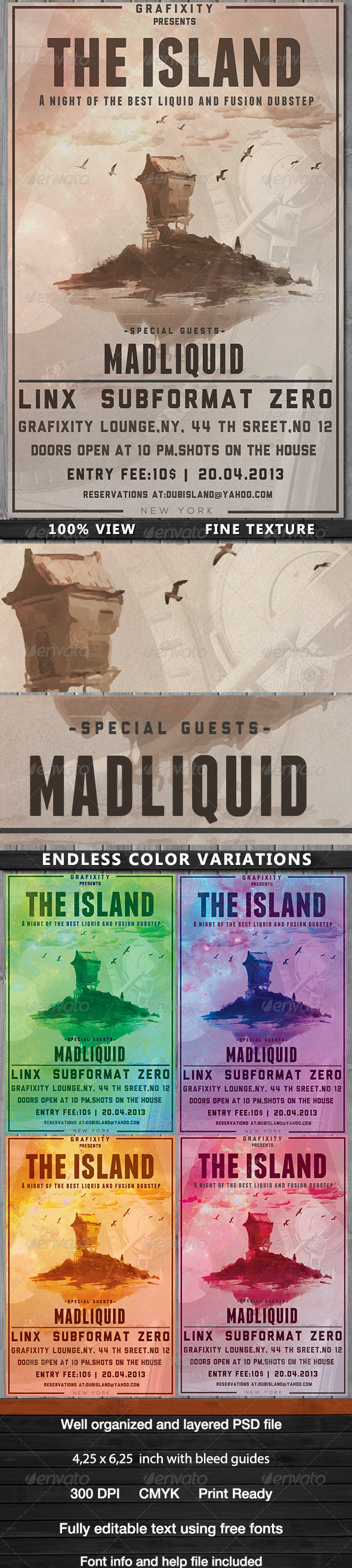 The Island - Dub/Chillout Poster Flyer - Flyers Print Templates
