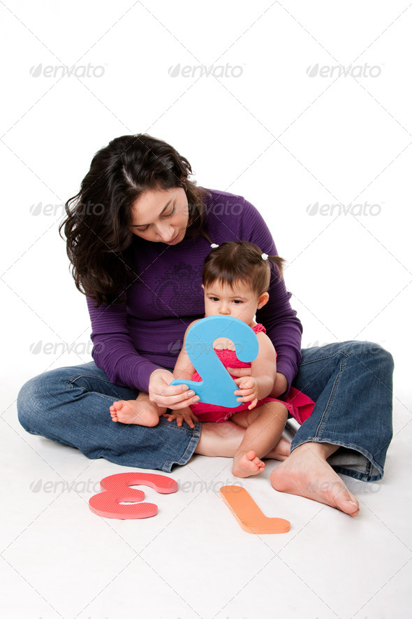Baby learning to count - Stock Photo - Images