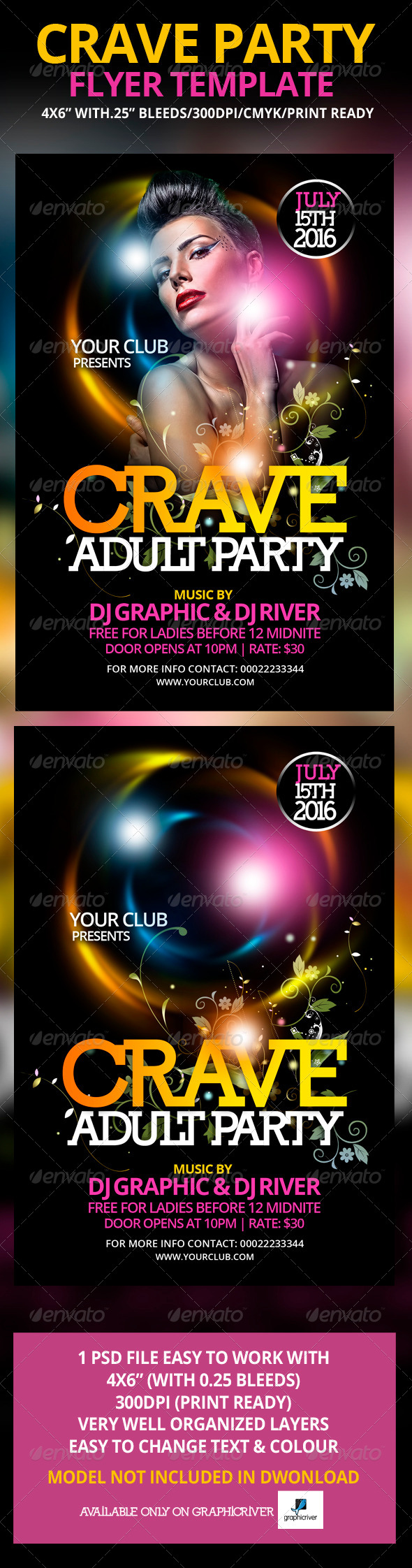 Crave Party Flyer Template - Flyers Print Templates