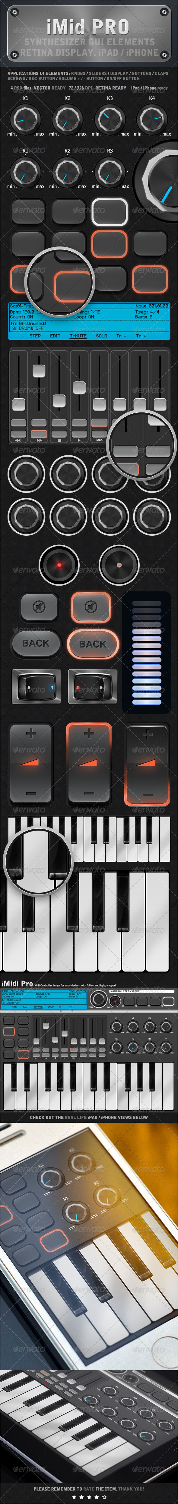 iMidi iPad / iPhone UI Elements - User Interfaces Web Elements