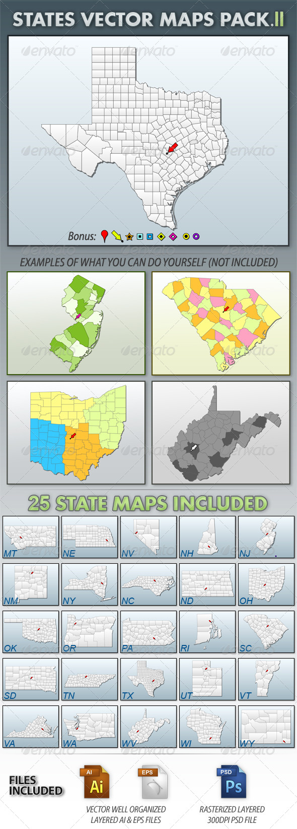 United States Vector Maps Pack II - Business Conceptual