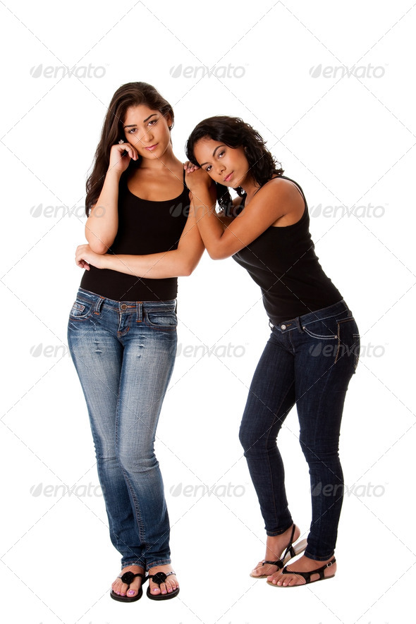 Young woman couple standing - Stock Photo - Images