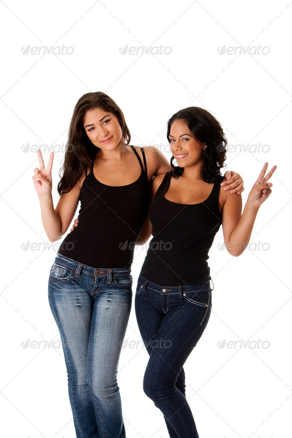 Young happy peace girls - Stock Photo - Images
