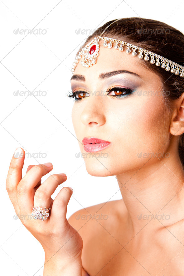 Hand in front of beauty Face - Stock Photo - Images