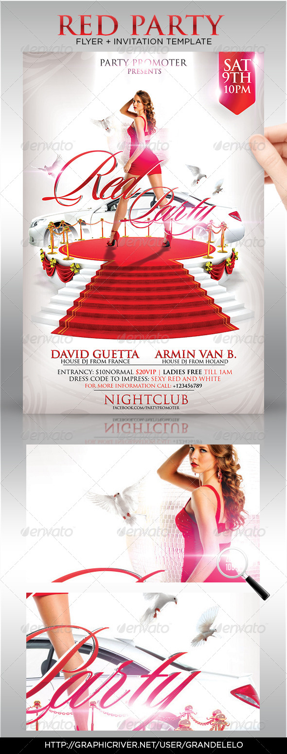 Red Party Flyer Template - Clubs & Parties Events