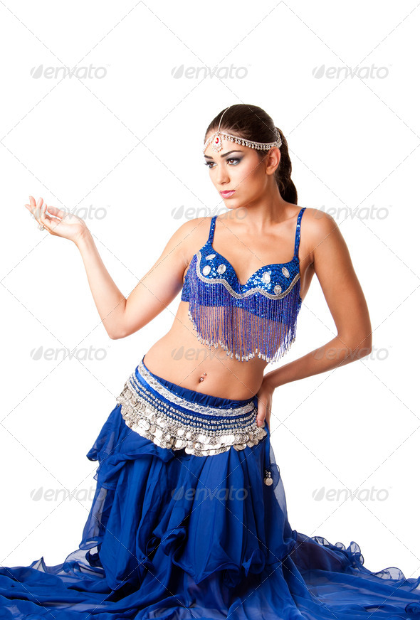 Fashion Belly dancer sitting on knees - Stock Photo - Images