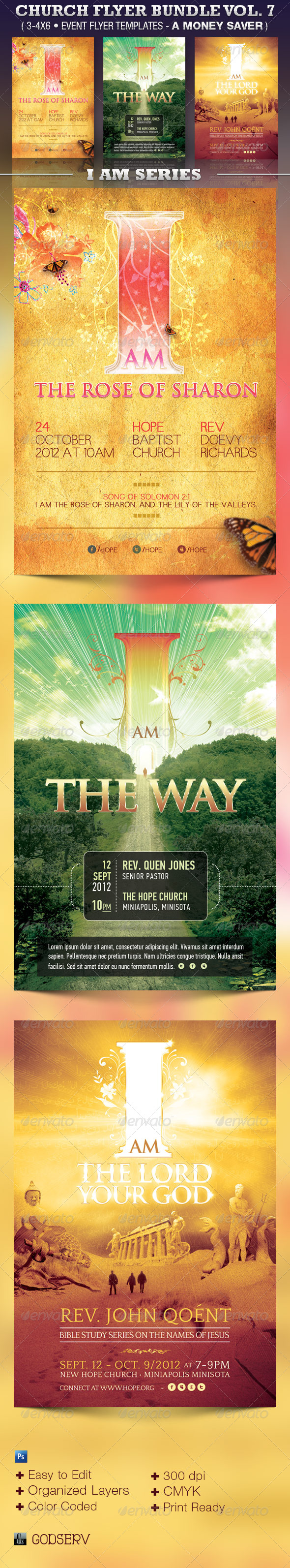 I Am Church Flyer Template Bundle Vol 7 - Church Flyers