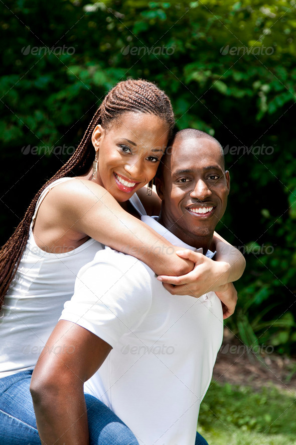 Happy smiling African couple - Stock Photo - Images