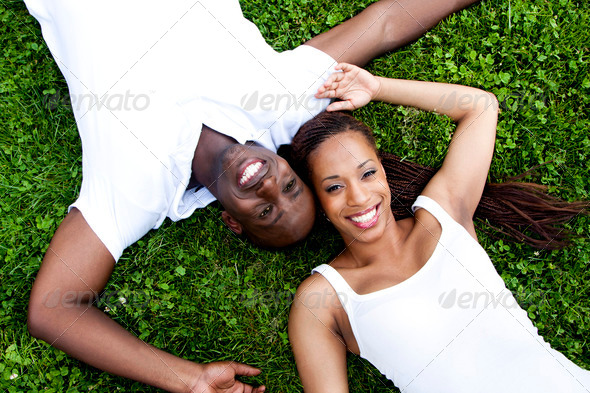 Happy smiling African couple - Stock Photo - Images