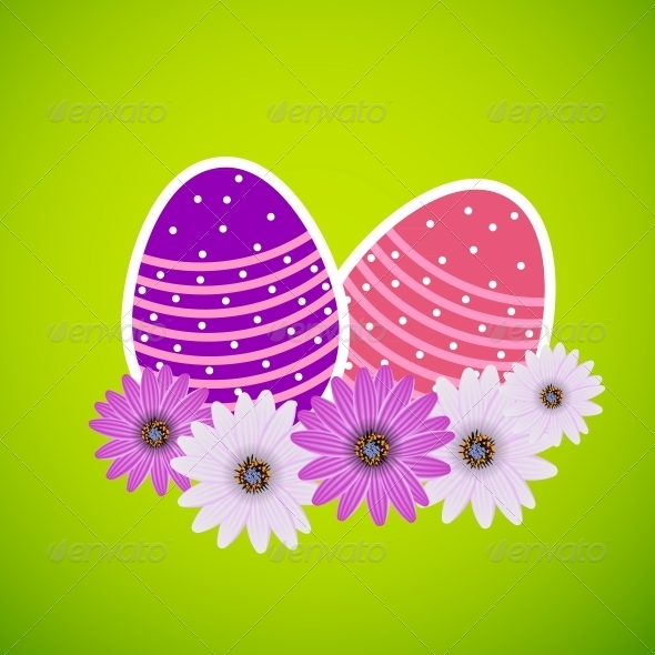 Vector Paper Card with Easter Eggs - Birthdays Seasons/Holidays
