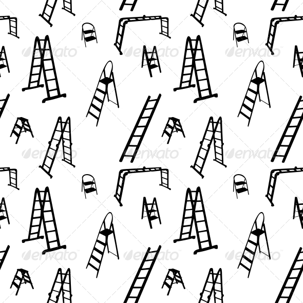 Seamless Pattern of Ladder Silhouette. Vector - Buildings Objects