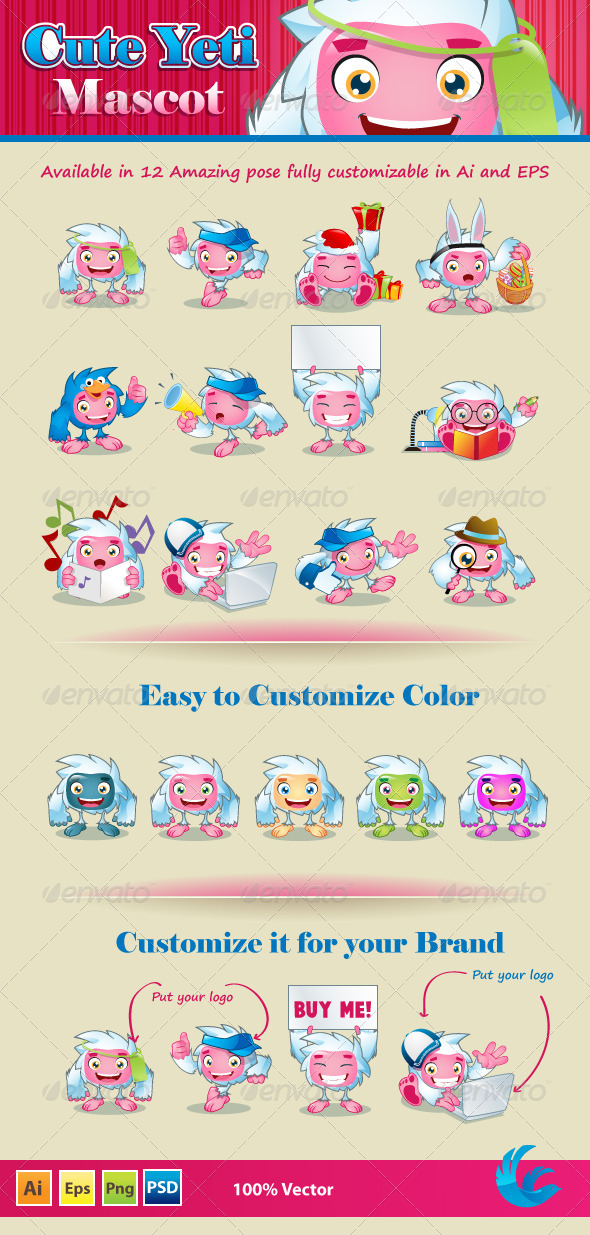 Cute Yeti Mascot - Animals Characters