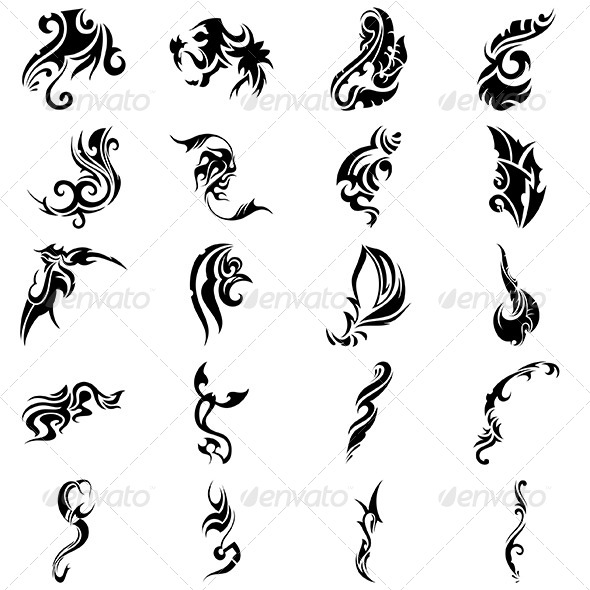 Tribal Shapes Tattoo Designs Vector Pack by vecras  GraphicRiver