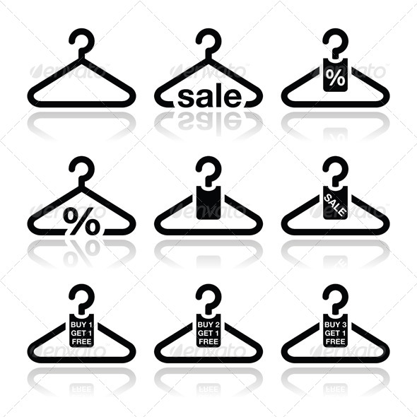 Hanger, Sale Icon Set - Industries Business