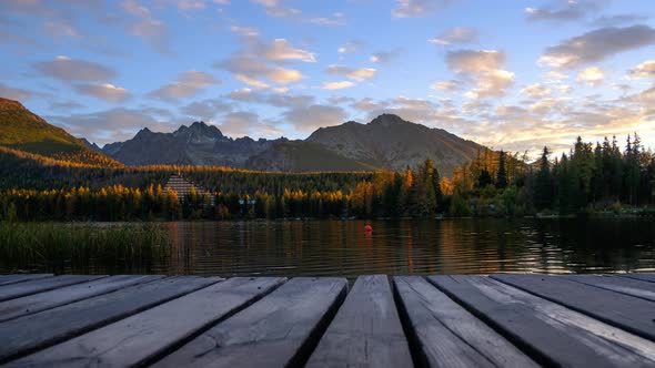 Picturesque Autumn View of Lake Strbske Pleso in High Tatras National Park