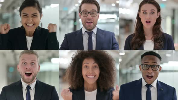 Collage of Young Business People Celebrating Success alt