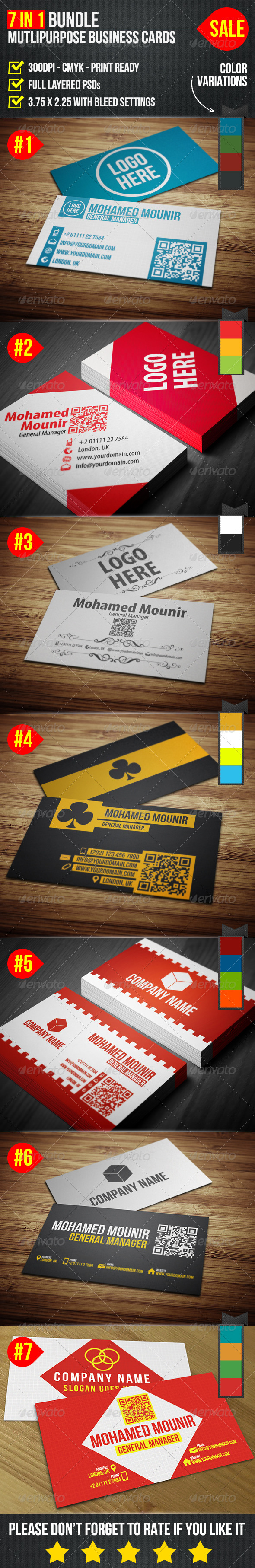 Multipurpose Business Cards Bundle - Business Cards Print Templates