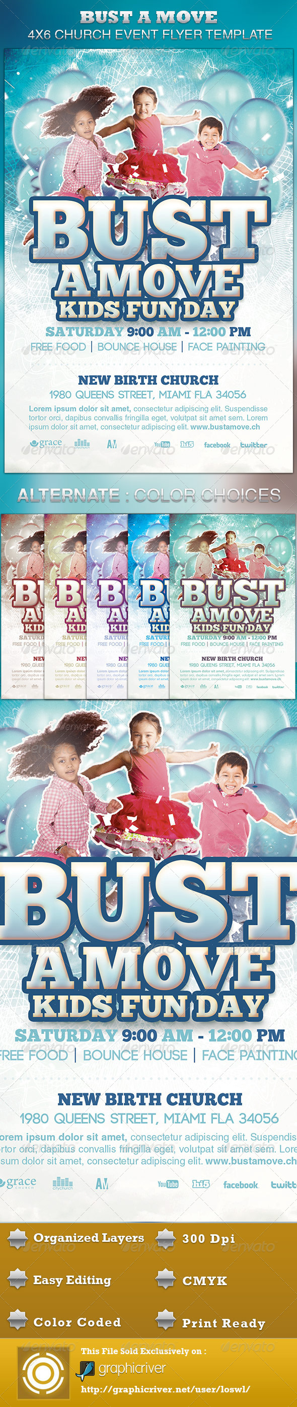 Bust A Move Church Event Flyer Template - Church Flyers