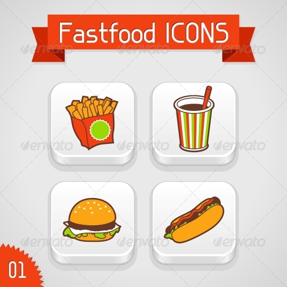 Collection of Apps Icons. Set 1. - Food Objects
