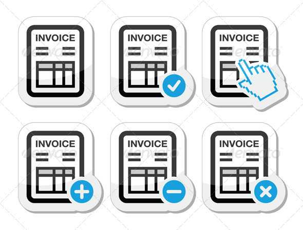 Invoice, Finance Vector Icons Set - Concepts Business