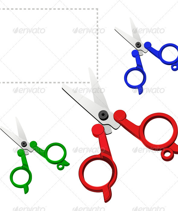 Vector colorful scissors on a white background