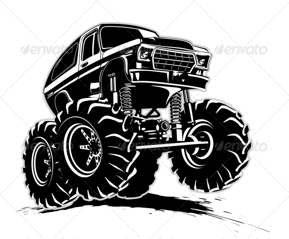 Cartoon Monster Truck - Man-made Objects Objects