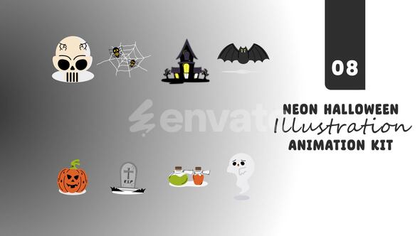 Neon Halloween Elements Elements template preview