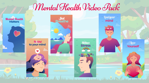 Mental Health Wellness Videos - Instagram Posts & Stories - Cartoon Animation Pack Openers template preview