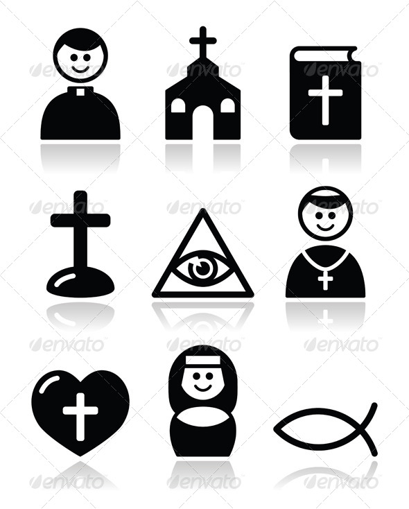 Religion Catholic Church Icon Set - Religion Conceptual