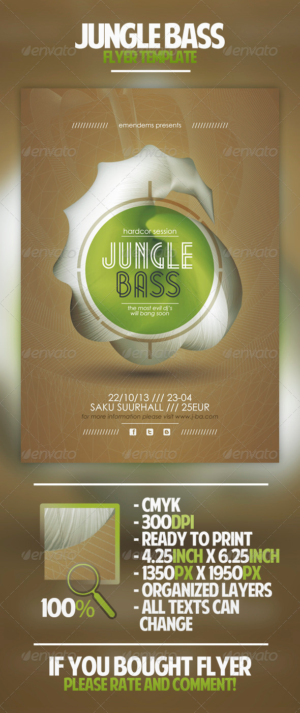 Jungle Bass Flyer Template - Clubs & Parties Events
