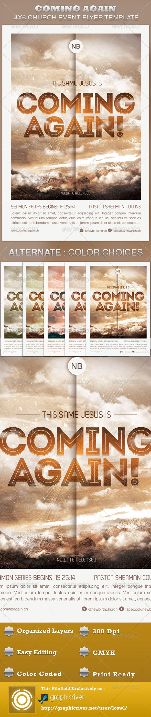 Coming Again Church Flyer Template - Church Flyers