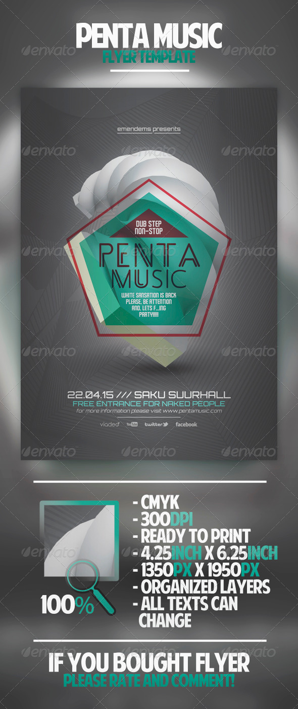 Penta Music Flyer Template - Clubs & Parties Events